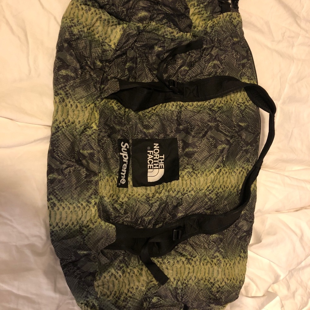 Supreme The North Face Snakeskin Duffle Bag Green